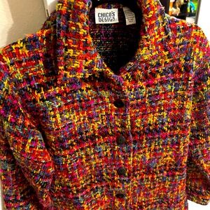 Size 0 colorful tweed jacket. Fits like XS. Vintage style.